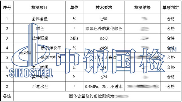 防水涂料檢測項目結(jié)果