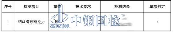 鋼絲繩拉力檢測結(jié)果