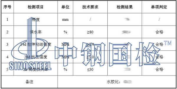 預(yù)拌砂漿檢測項目結(jié)果