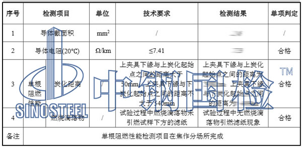 電線檢測項(xiàng)目結(jié)果