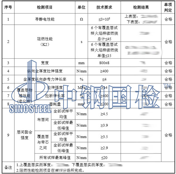 輸送帶檢測項目結(jié)果
