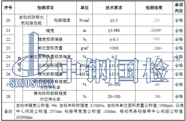 檢測項目結果