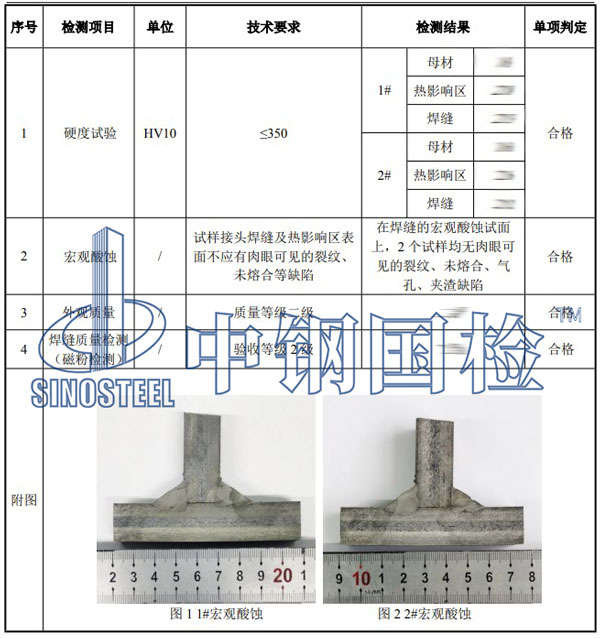 角焊縫檢測項(xiàng)目結(jié)果