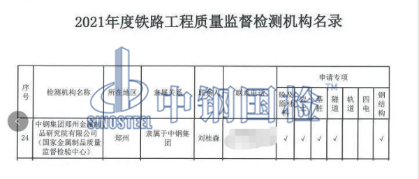 鐵路工程質(zhì)量監(jiān)督檢測機構名錄（中鋼國檢）