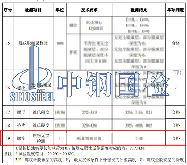 螺栓探傷檢測(cè)結(jié)果