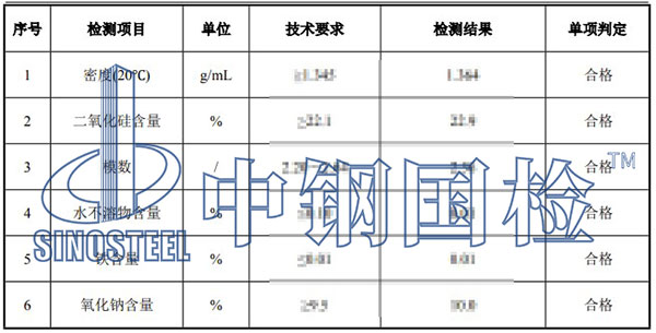 水玻璃密度檢測項目結(jié)果