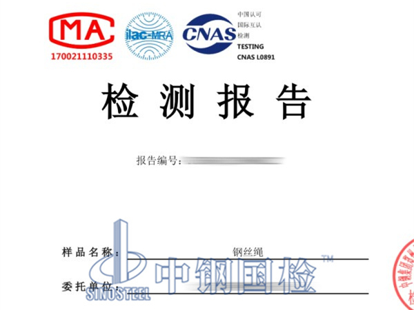 鋼絲繩拉力檢測報(bào)告