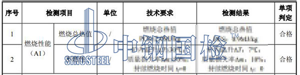 彩鋼板防火檢測結(jié)果