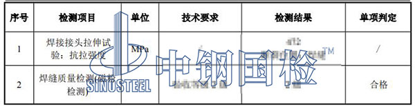 焊接接頭質(zhì)量檢測結(jié)果